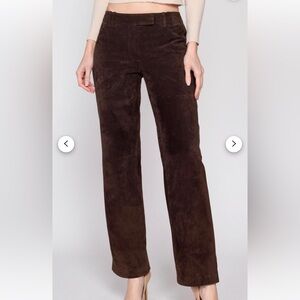 Ann Taylor 100% chocolate brown leather Y2K vintage Midrise straight pants size4